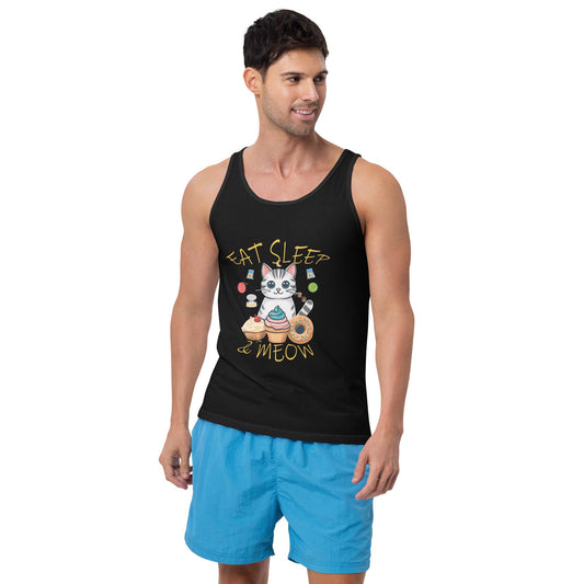 Eat, Sleep, Meow Men's Tank Top - Skull Crushed Clothing