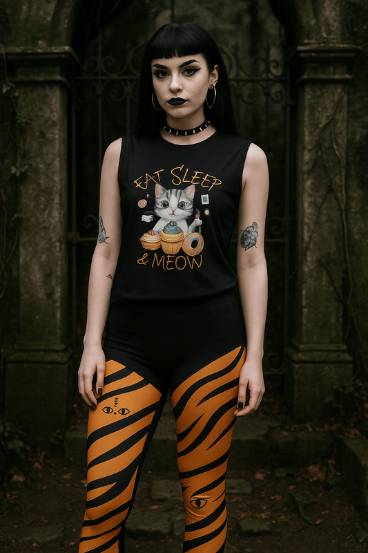 Eat, Sleep, Meow Women's Muscle Shirt - Skull Crushed Clothing