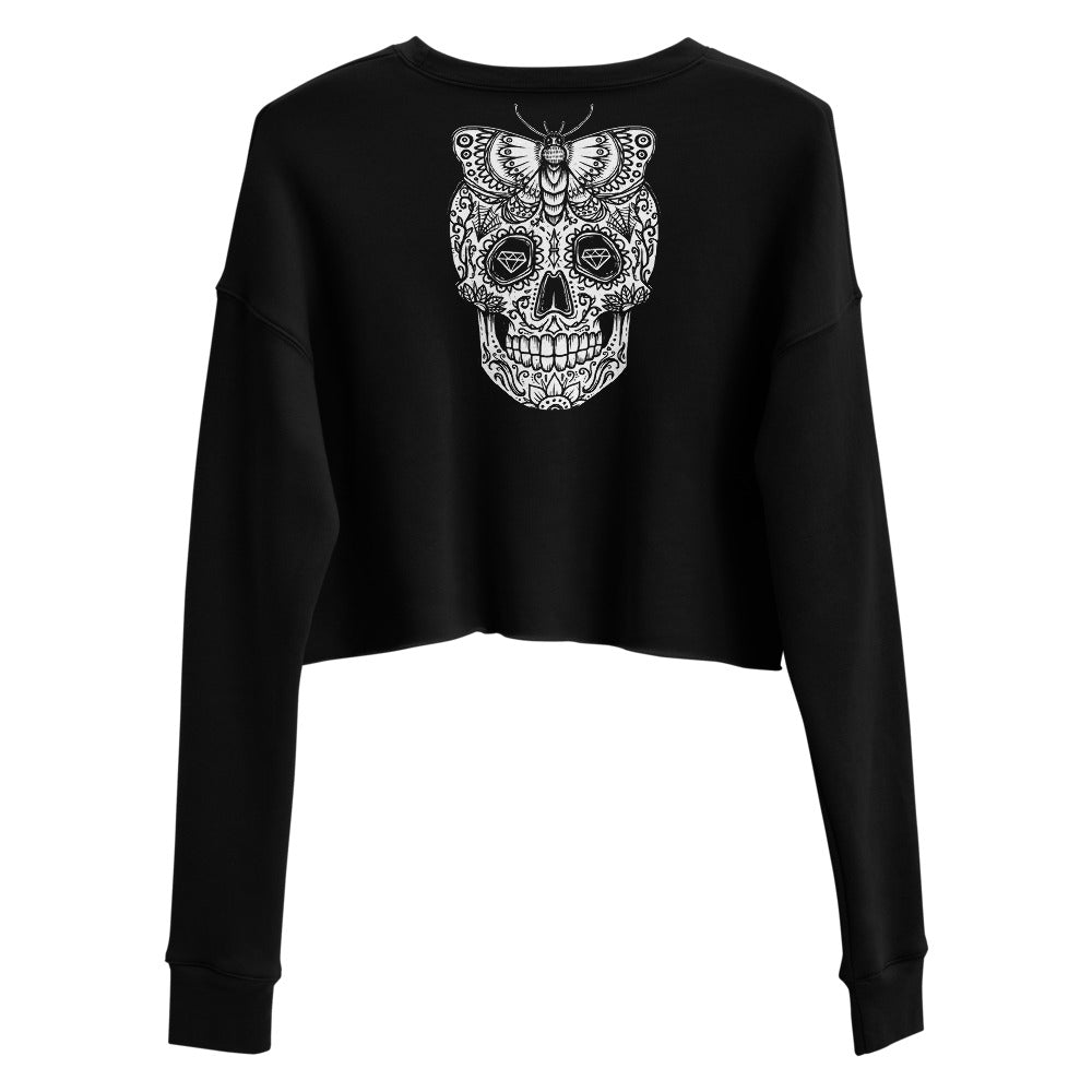 Gothic Skull Butterfly Crop Top Sweater - Skull Crushed Clothing