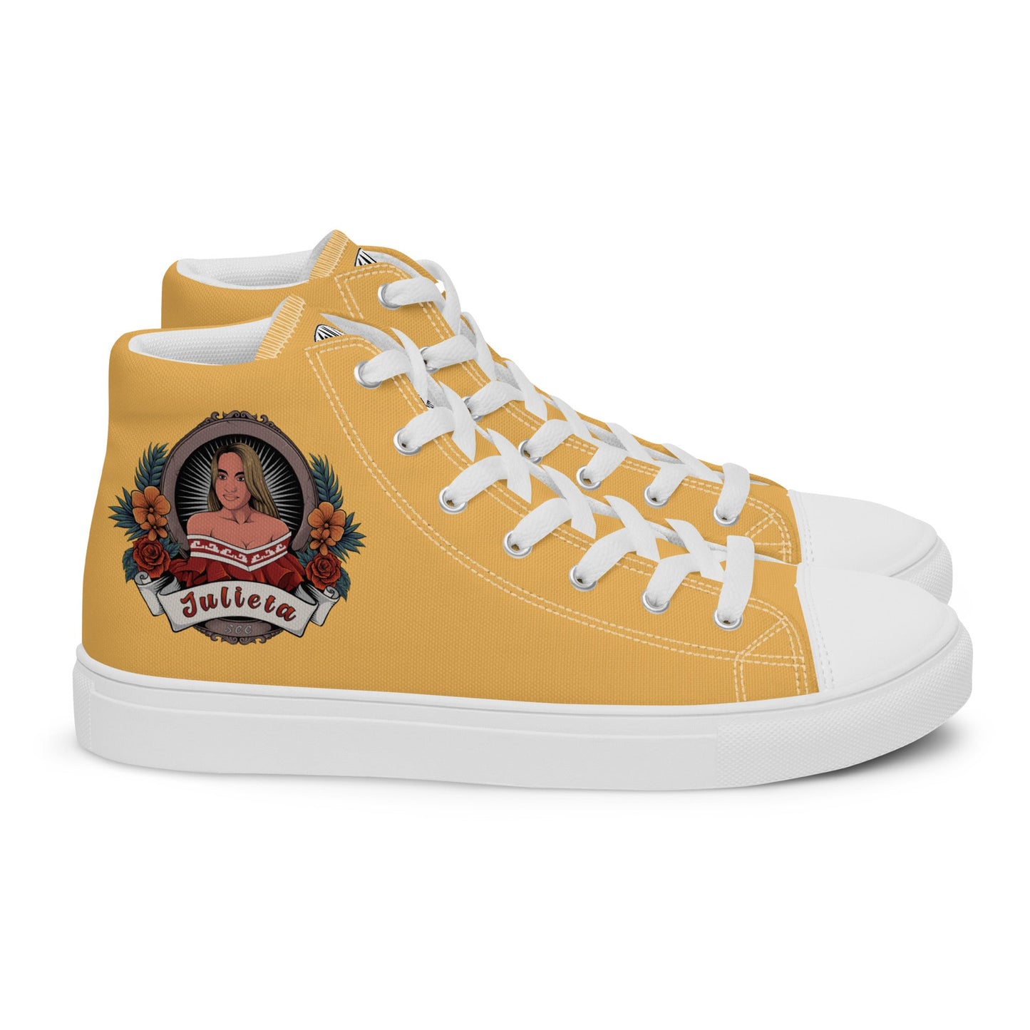 Julieta Women’s High Top Canvas Trainers (Gold Edition) - Skull Crushed Clothing