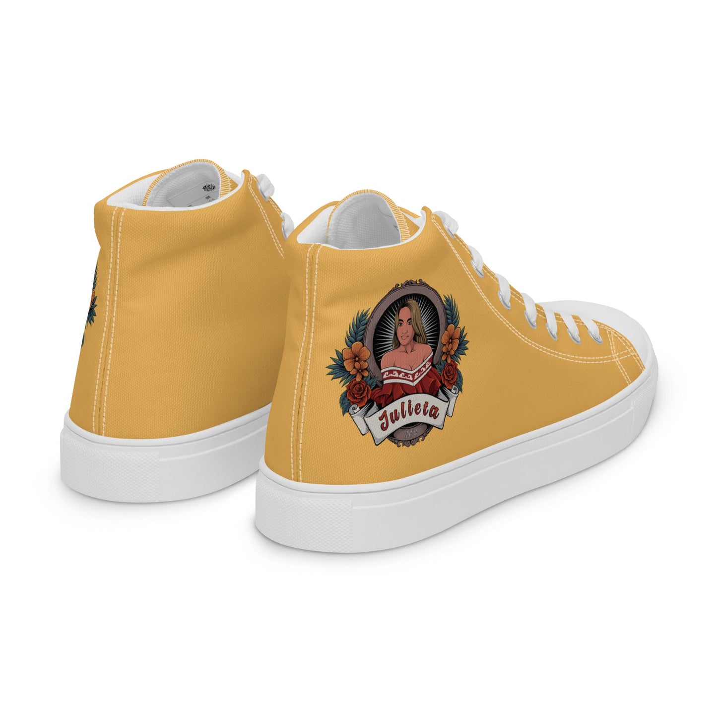 Julieta Women’s High Top Canvas Trainers (Gold Edition) - Skull Crushed Clothing