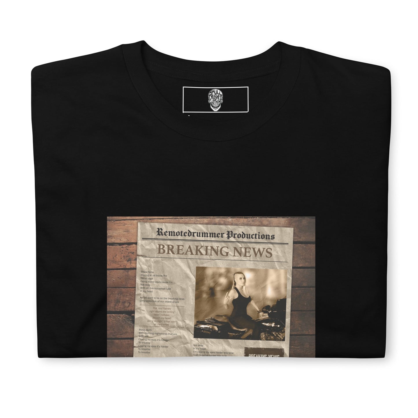 SCC x Remote Drummer 'Breaking News' Short - Sleeve T-Shirt - Skull Crushed Clothing