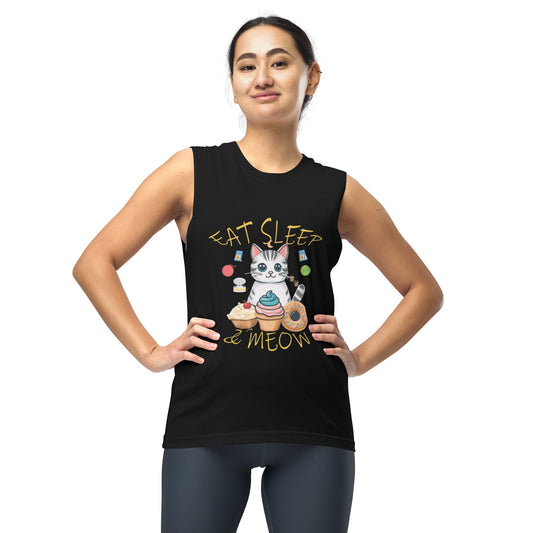 Eat, Sleep, Meow Women's Muscle Shirt - Skull Crushed Clothing