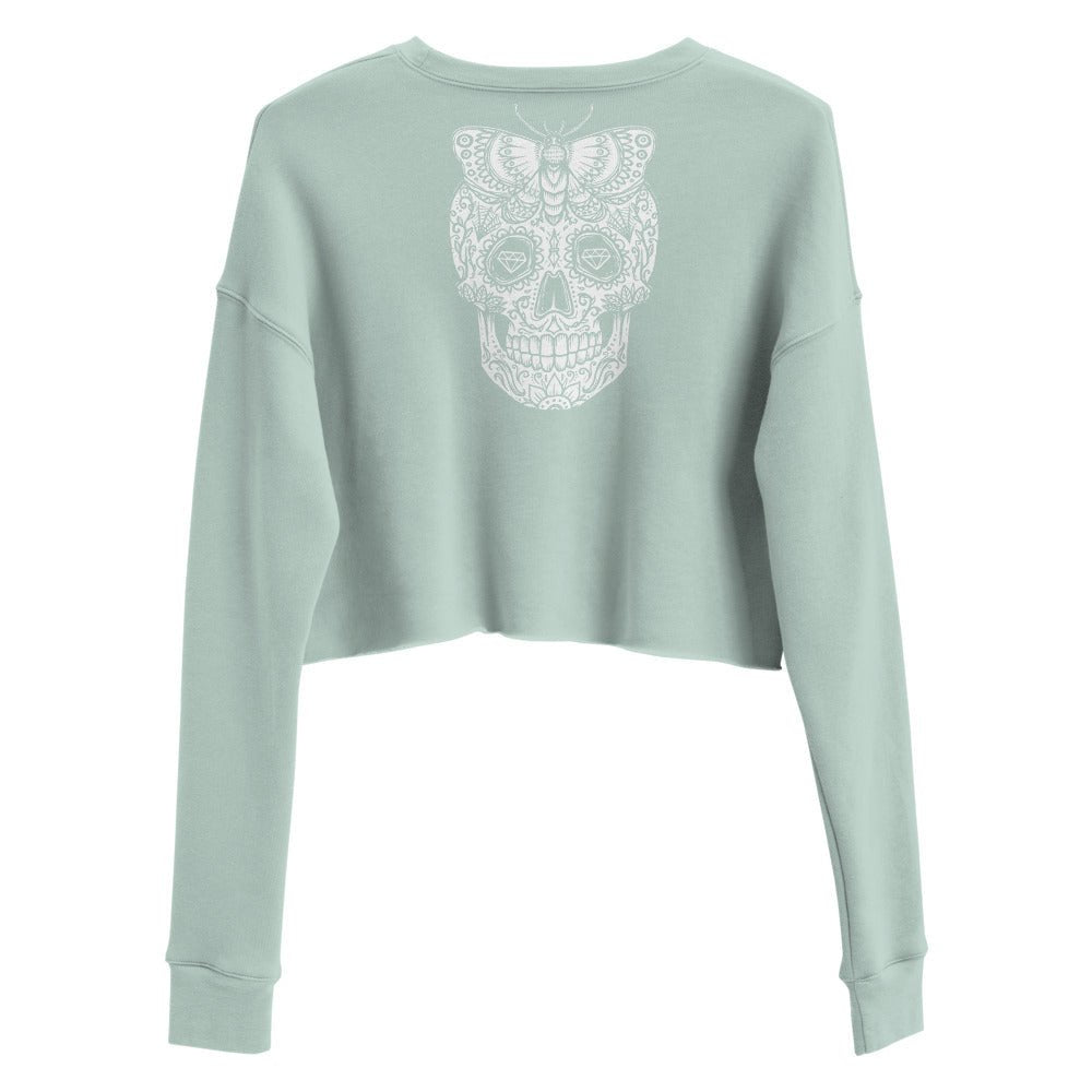 Gothic Skull Butterfly Crop Top Sweater - Skull Crushed Clothing