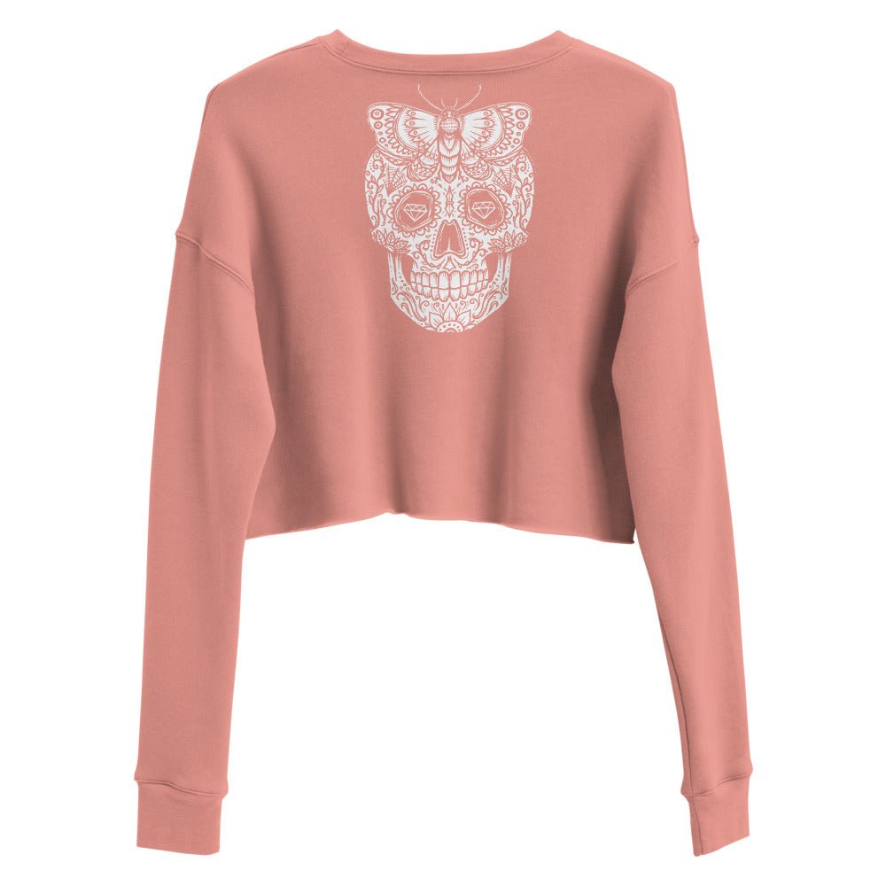 Gothic Skull Butterfly Crop Top Sweater - Skull Crushed Clothing